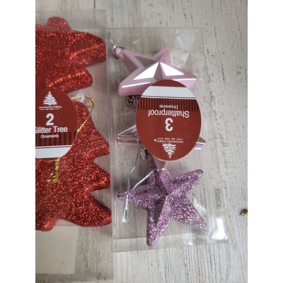 Enchanted Forest glitter tree star ornament set Xmas shatterproof - Picture 4 of 8